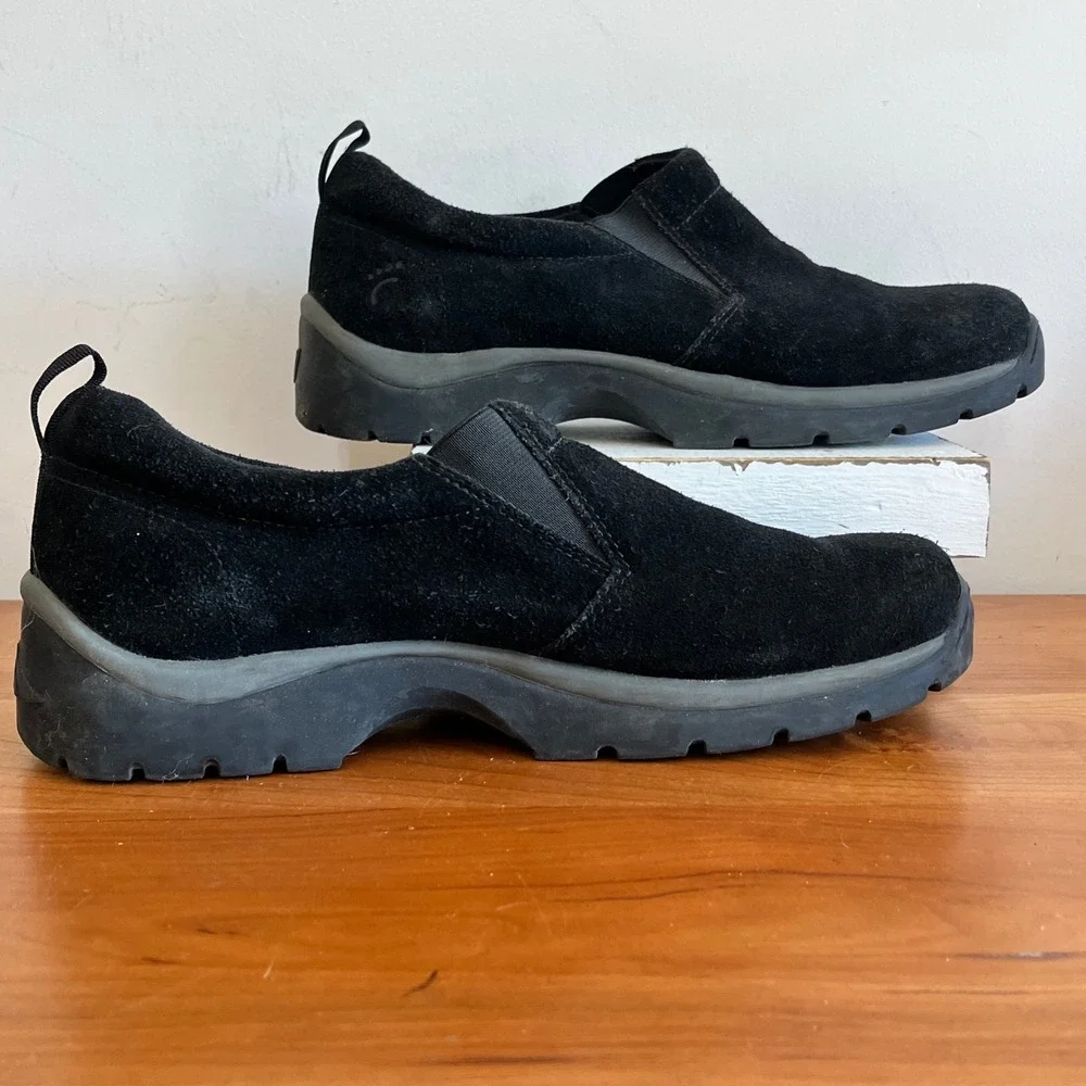 BareTraps Yard Black Suede Leather Slip On‎ Loafers Shoes Womens 9.5